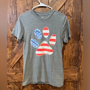 Paw print American flag paw print gray graphic‎ t shirt size small